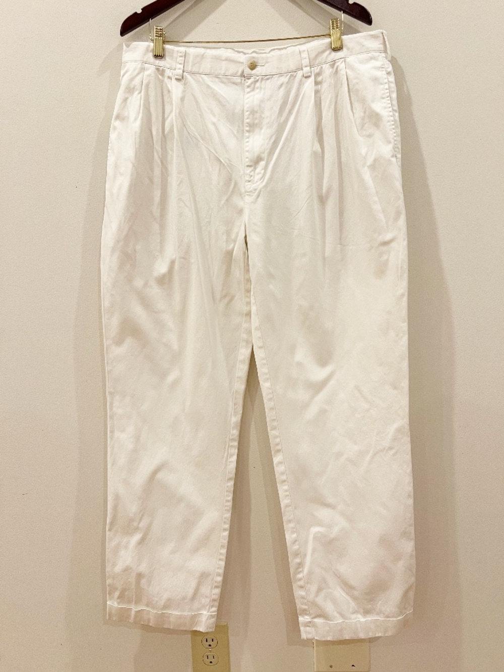 Vintage Polo Ralph Lauren Hammond Pants Mens 38x32 White Chino Pleated Twill